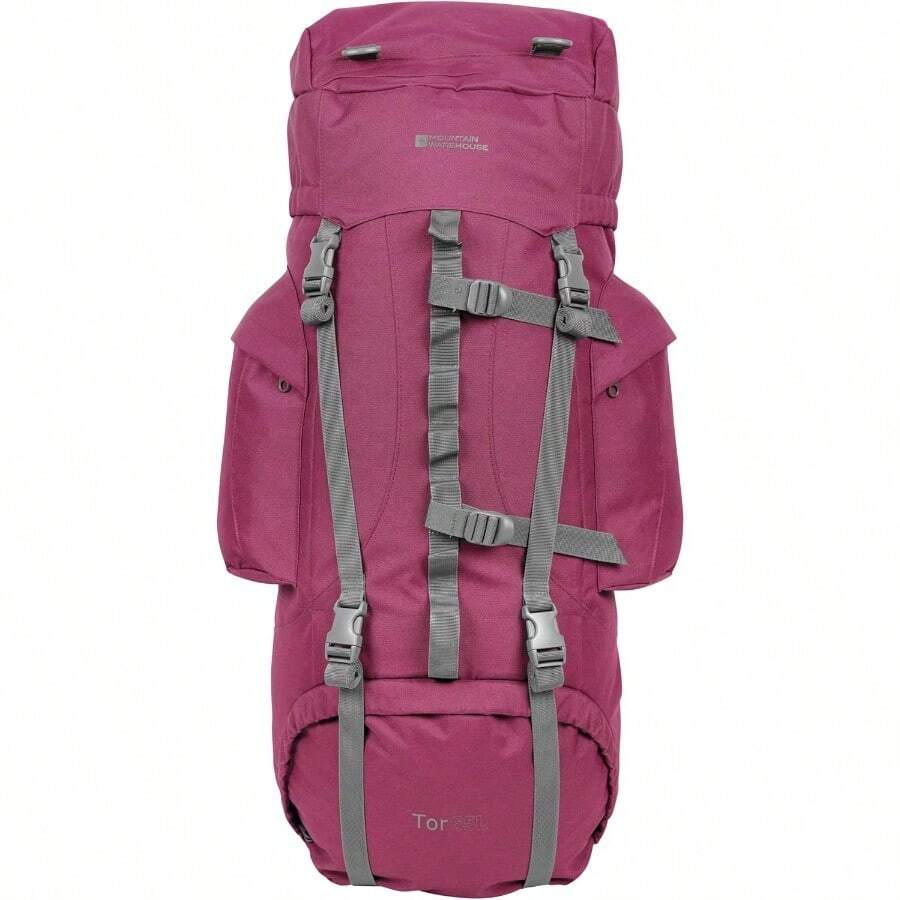 Tor 65L Spacious Rucksack Ladderlock Back Travel Backpack - Berry - View 1