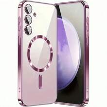 Funda transparente con protección de lente, carga inalámbrica magnética y acabado plateado, a prueba de golpes de TPU para Galaxy S25, S25 Edge, S25 Plus, S25 Ultra, S24, S24 Ultra, S24 Plus, S24 FE, S23 FE, S23 Ultra, S23 Plus, S22 Ultra, S20 FE, S21 FE, S21 Ultra, A16, A26, A36, A56, A15, A25, A35, A55, A14, A34, A54, Note10, Note10 Plus, Note20, Note20 Ultra