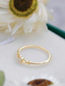 1 pieza Elegante anillo de mujer de plata de ley 925 enchapado en oro con flor de filigrana de moissanita