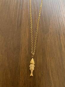 New Stainless Steel Ocean Elements Fish & Elephant Pendant Necklace, Summer Beach Vacation Jewelry For Women