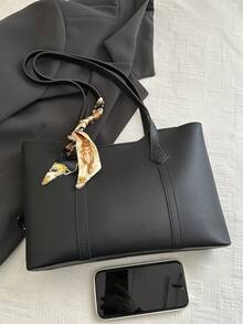 新款时尚高端设计百搭女士单肩托特包 - 黑色 - 查看 8