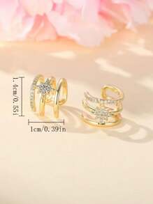 2Pcs/3Pcs Copper Alloy Stud Earrings Set With 8-Pointed Star Zirconia Stone Design, Suitable For Women Daily Use, Gifts, Parties