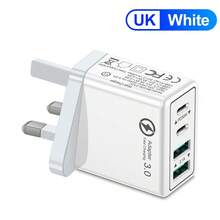 XJDR 40W 2USB-A+2USB-C 4 端口多功能超级快速充电器，支持快速充电，兼容 Apple 16/15/14/13 平板电脑、智能手机、耳机、智能手表，适用于旅行、办公室、宿舍和家庭多端口、适配器 Nan 快速充电 - 英規插(220-240V) - 查看 15