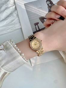 1 件全新金色不锈钢女士石英表，时尚且是情人节和母亲节的理想礼物 - 均碼 - 查看 2