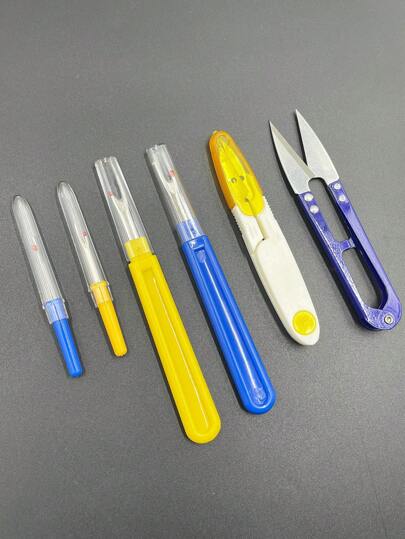 طقم أدوات الخياطة المكون من 6 قطع للأمهات - 2 فتاحة خياطة كبيرة، 2 صغيرة وأدوات خياطة، يشمل 2 مقص خياطة للخياطة اليدوية DIY