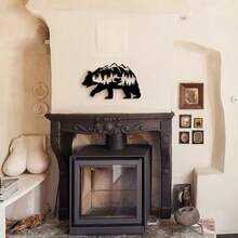 1PC Iron Rustic Forest Wall Decoration Iron Bear Wilderness Wall Art Bear Wall Decoration Iron Forest Decoration Living Room Bedroom Gift For Friends Home Garden Decorative Supplies - Multicolor - View 4