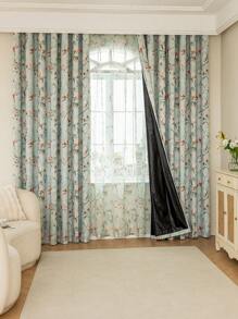 1 panneau de rideaux occultants floraux modernes - rideaux à double couche thermiquement isolés avec poche pour tringle, 100% polyester jacquard avec un design botanique vibrant rose et vert, pour salon, chambre, bureau - qui bloquent la lumière et sont écoénergétiques