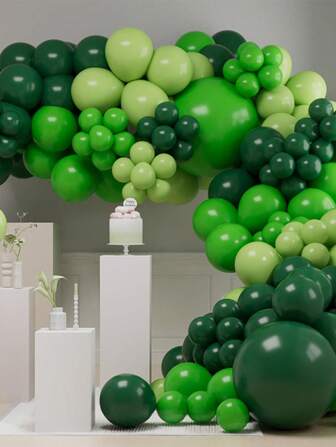 109pcs Green Balloon Garland Arch Kit In 18/10/5 Inch Dark Green Latex For Birthday, Wedding, Graduation, Youngsters Shower, Jungle Party Decorations