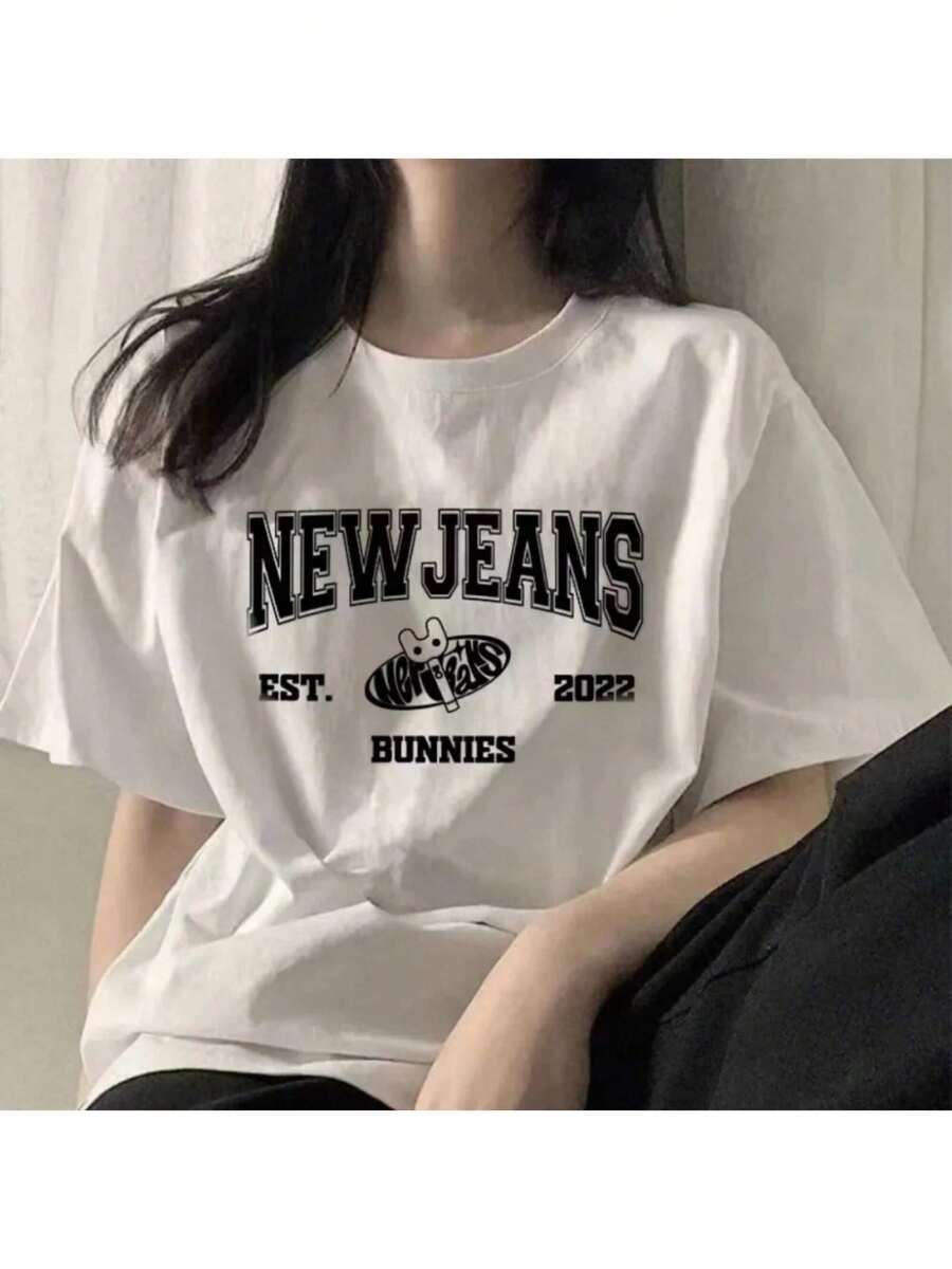 Áo phông nhóm nhạc Kpop EST 2024 Áo phông Áo phông họa tiết Áo phông tay ngắn Thời trang đường phố - Áo phông cơ bản đa năng - trắng - Xem 1