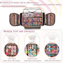 Large Storage Bag For 150300 Markers Marker Pen Organiser Case With Detachable Divider For Adults Marker Pen Travel Holder Case For Coloured Pencil Paint Pen Other Art Craft Supply Black