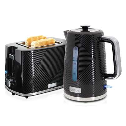  Conjunto Elegance Torradeira com 2 Fatias e Aberturas Largas ✅Envio em 24/48 horas✅ + Chaleira Elétrica Sem Fio 1,7L, Briebe, SKT1170BLK, Preta