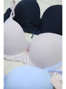1pc Rückenschnallen-BH für Damen, gerafft, hautfreundlich, bequem, einteilig, schlank machend und schöner Rücken, mit Stahlring