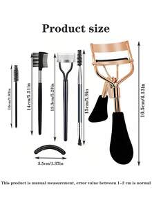 16pcs Stainless Steel Eyelash Curler Set, Includes: 1 Eyelash Curler, 1 Lash Comb, 2 Eyelash Rollers, 1 Angled Brow Brush, 1 Eyebrow Brush, 10 Silicone Pad Refills. Portable Eyelash Curler With 10 Silicone Pads - Stainless Steel Eyelash Curler For False Lashes And Natural Lashes, Lash Curler Kit With Comb Separator And Silicone Lash Refills, 16pcs Brow Grooming Set With Angled Brush, Spiral Lash Brush, Non-Slip Handle, For Lashes And Brows - Rose Gold - View 5