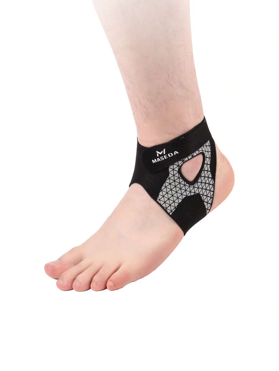 1pc Ultra-Thin Double Strap Compression Ankle Support, Sports Injury Prevention Anklet Gym Gym Accessories - Black - View 1