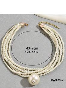 1pc Elegant Multi-Layer Faux Pearl Necklace, Synthetic May Birthstone, Simple Style Fashion Accessory For Women, Ideal For Party & Gift-Giving, Versatile For All Seasons