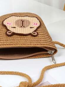 [Tamaño mini] Serie de bolsos de paja Kappabal para niñas, disponible en 6 colores, versátil para uso diario y vacacional, bolso cruzado accesorio fresco - Multicolor - Ver 5