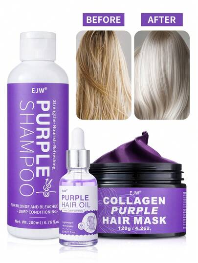 مجموعة شامبو بنفسجي وقناع شعر لون الشعر الرماديّ و...