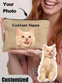 Bolsa de maquillaje personalizada con foto de gato, regalos con temática de gato, bolsa de cosméticos de viaje pequeña para amantes de las mascotas, estuche con cremallera para adolescentes, hijas, hermanas, artículos divertidos para mascotas, decoraciones de cumpleaños y navidad, organizador de maquillaje, bolsa de almacenamiento de maquillaje, estuche de maquillaje pequeño de viaje, accesorios, estuche para brochas, bolsa de maquillaje, artículos de viaje, artículos escolares, bolsa de maquillaje, artículos esenciales de vacaciones - Multicolor - Ver 15