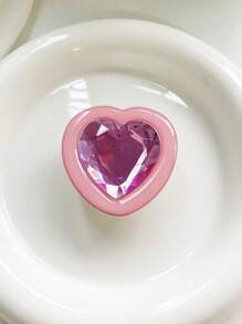 Soporte de teléfono con forma de corazón y gema, soporte plegable para teléfono de piedra preciosa, anillo retráctil de cojín de aire compatible con iPhone, teléfono Android, regalo para cumpleaños, familia y amigos, agarre de teléfono empujar/tirar, accesorios de teléfono