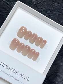 10 piezas de tapas de uñas hechas a mano puras, esmalte de uñas de tipo de uña corta, esmalte de uñas de diseño simple, uñas postizas de cobertura completa para esmalte de uñas francés, esmalte de uñas Yk, esmalte de uñas en relieve para aplicar sobre uñas, suministros para uñas