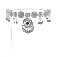 1 pièce Chaîne de taille décorative de pièce de monnaie vintage, ceinture de taille en métal bohème à franges. Accessoire de danse du ventre pour assortir une robe. Convient pour le port lors de festivals de musique et de soirées