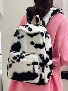 女款毛絨背包,可愛的牛形狀雙肩包,可愛的背包