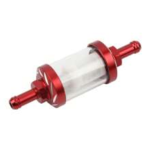 PowerMotor Accesorios de motocicleta de gasolina: Filtro de combustible de vidrio para pitbike minimoto de 125cc, 140cc, 150cc, 160cc, filtro de aceite de aleación de aluminio CNC de 8 mm para scooter, cafe racer, piezas de carreras Gy6