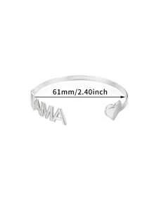1 Pc Fashion MAMA Letter Bracelets For Women Gold Color Stainless Steel Heart Bracelet Mother's Day Jewelry Gift
