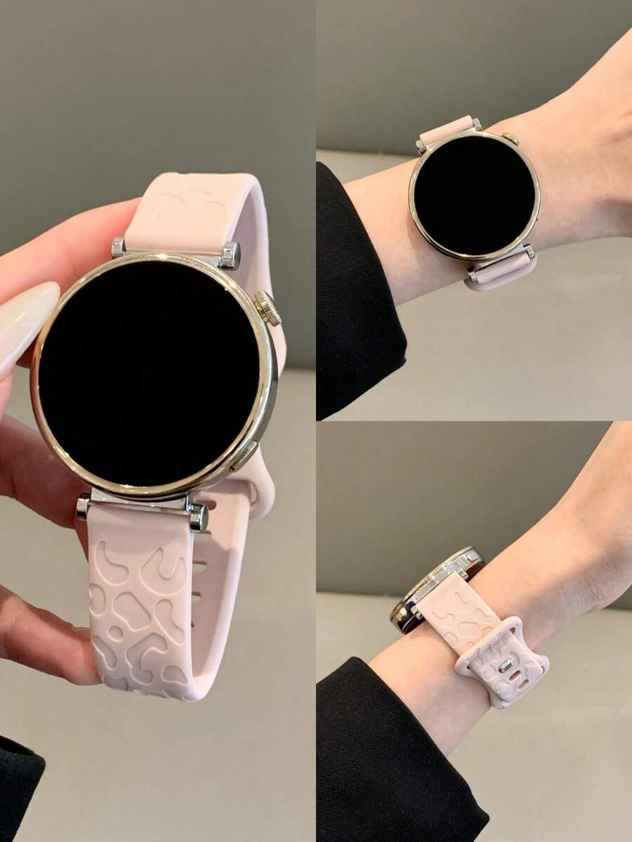 1pc 18mm/20mm/22mm Silicone Watch Band, Compatible With Samsung Galaxy Watch 3/4/5/6 40mm 44mm Classic 43mm 47mm,Compatible With Huawei GT5 GT4 GT 3/2 46mm, Man Woman - Pink Sand - View 1