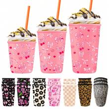 3pcs Reusable Neoprene Iced Coffee Cup Sleeve, Fits Large Cups, Compatible With Various Brands Of Iced Tea And Coffee Cups, Suitable For Hot And Cold Drinks, Great For Valentine's Day - Multicolor - View 1