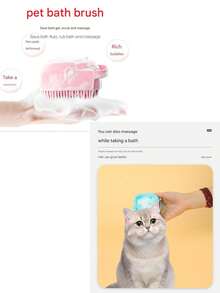 1pc Pet Essential Silicone Pet Bathing Brush, Dog & Cat Grooming Massage Brush, Multi-Functional Pet Bathing Cleaning Tool - Multicolor - View 5