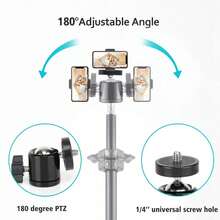 63 Inch Extendable Selfie Stick Tripod | With 360 ° Gimbal+Universal Phone Holder | Live/Short Video Shooting Tool | Compatible With Mobile Phones&Cameras | Portable Multifunctional Stand| - 黑色 - 查看 3