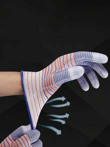 透气耐用的园艺手套 - 防滑，非常适合挖掘、种植和除草，条纹涂层园艺工作手套，透气耐磨防滑工作手套，带乳胶涂层的园艺和装配手套 - 车间防护手套 - 机械手套