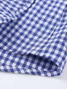 1 szt. męska koszula w kratę z 2025 r., luźna i uniwersalna bluzka, koreańska koszula w kratkę oversize, odpowiednia do dojazdów do pracy wiosną/jesienią i na co dzień, bluzka z długim rękawem - Niebieski i biały - Zobacz 4