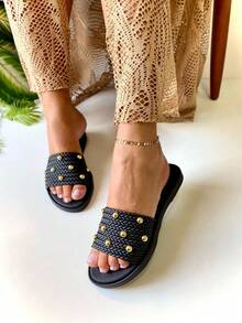 Women's Adult Sandal With 5 Stress Straps And Braided Strap SPL5ST - 黑色 - 查看 2