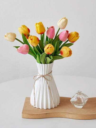 Moderne Plastic Vases European Flower Vase Tafel Centerpieces Flowers Pampas Grass Wedding Home ations Rattan Like Ceramic Look Unbreakable Simplicity Basket Arrangement Room Glass view 4