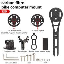 MOTSUV Carbon Fiber Road Bike Computer Mount With Integrated Single Bike Light, Extension Bracket For Cycle Computer