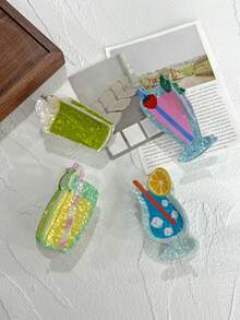 1pc Summer Drink-Themed Hair Claw Clip, Women Updo Hairstyle Accessory, Suitable For Birthday Gifts, Valentine's Day Gifts Hair Clips Hair Jaw Clip Hair Clamps Hair Clutch Hair Claw Clip Fall Winter Hair Accessories For Women For Vacation Outfits Woman - Multicolor - View 12