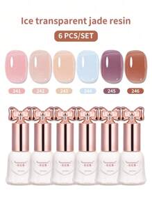 SHANGFEIYA 10ml Jelly Gel Nail Polish 6-Color Set Crystal Translucent Nail Art Vernis Semi Permanent Soak Off UV LED Naked Color Gel DIY For Nails