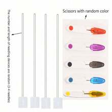 1 Set Embroidery Starter Kit, Includes Magic Pen, 50 Colorful Threads, Needles And Thread - DIY Punch Needle Craft Set With Floral Designs, Suitable For Beginners (Accessory Colors Randomly Assorted)