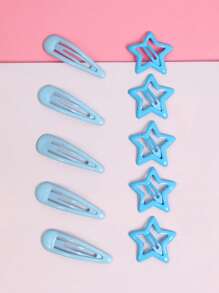 10pcs/Set Women Girls Red/Black/Blue Colored Metal Star Hairpins For Daily Use, Cute Star Hair Accessories Set Street Hair Clips Claw Clips Hair Slide Hair Barrettes