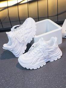 1 Pair Girls' Summer Sports Shoes, 2025 New Breathable Children's Mesh Sports Sneakers, White Large Kids Girls Sports Shoes