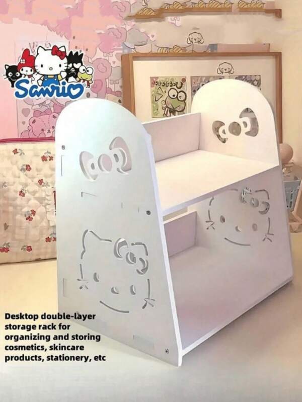 Sanrio قطعة واحدة رف الكتب ساريو كيت الكرتوني الجميل للبنات، لعبة لغرفة السكن، تخزين مكتبي لغرفة النوم والحمام، تخزين بسيط