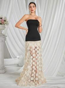 Sheath Lace Sheer Embroidered Long Prom Dresses Dresses, Party Dress, For Cocktail