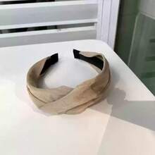 复古香港风格女士发带，2024 新款皮革十字架厚顶结头带，发髻夹，发带，发箍头带，头饰