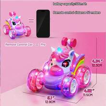 360° Unicorn Small Remote Control Stunt Car, 4WD Stunt Spin Remote Control Car, Double-Sided Remote Control Car With LED Lights, 2.4GHz Electric Toy Car, Christmas Birthday New Year Gifts - Multicolor - View 12