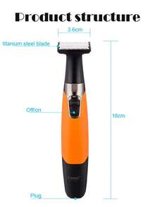 Kemei KM-1910 Eletric Shaver For Beard Styling Trimmer Fast Hair Remover Low Noise Smooth Touch Skin Shaver Face Care Body Shaving Machine Painless Remover Waterproof With 1 Set Extra Blade - 橘色 - 查看 2