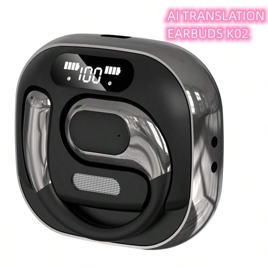 K02 AI Translator Headphones Smart Voice Translation Earbuds 150 Languages Online Translator Bluetooth-Compatible In Ear Headphones Real Time Translator Device For Business Travel And Daily Use - Black - View 1