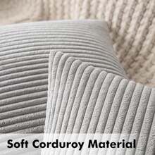 1/2 件装饰枕套，浅灰色灯芯绒条纹图案，装饰抱枕靠垫套，适用于沙发、办公室、客厅 - 淺灰色 - 查看 5