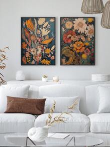 2 Pieces Maillard Canvas Art Painting Pink Flowers Art Posters Botanical Hanging Picture Wall Prints Aesthetics Wall Arts Vintage Wall Artwork Living Room Wall Decor No Frame